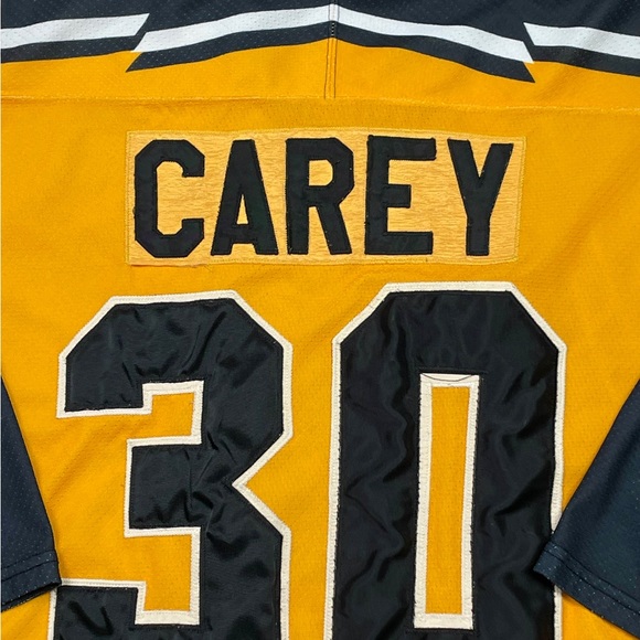 Vintage 90s Boston Bruins Pooh Bear Jersey # Jim Carey GOALIE CCM sz M fits M/L - Picture 8 of 10